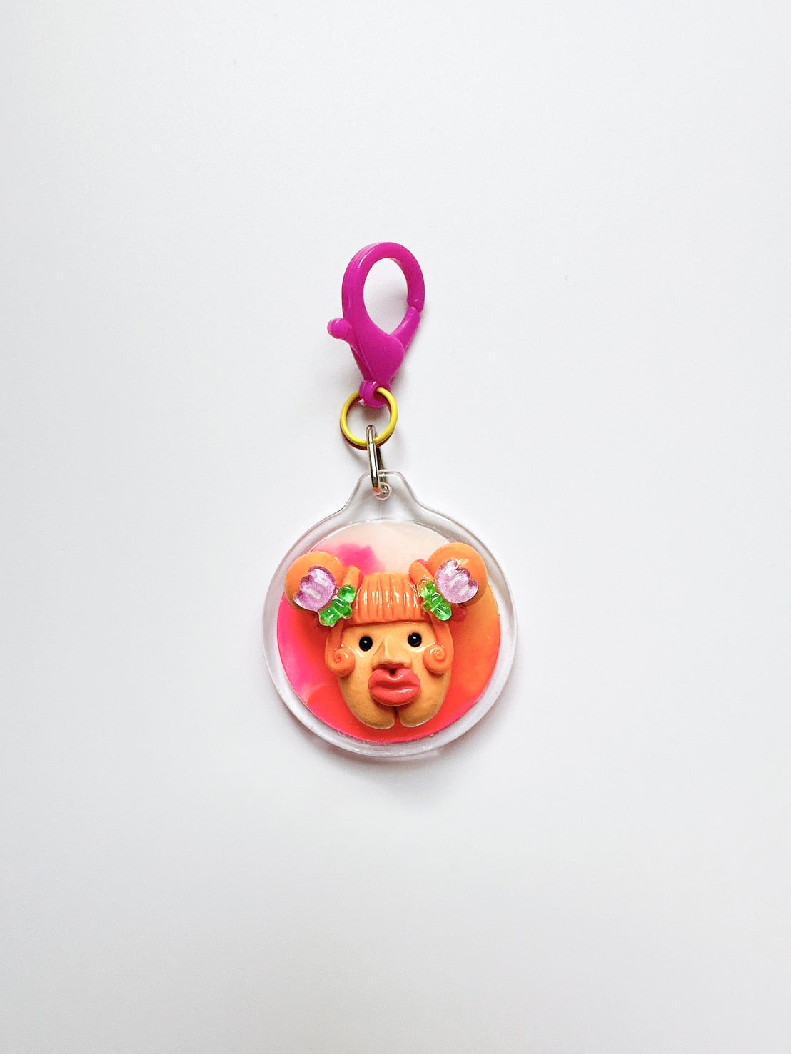 【無個性‐mukosei-】ケツアゴサランヘヨキーホルダー ピンクのおはな