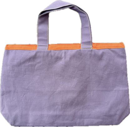 【Hermit Project】カラフル刺繍バッグ　パープル×オレンジ　小
