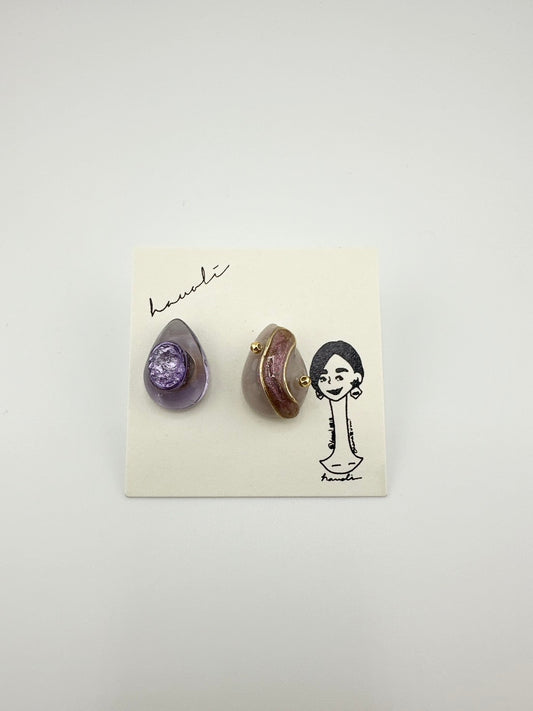 【hauoli(ハウオリ)】ピアス　雫×パープル