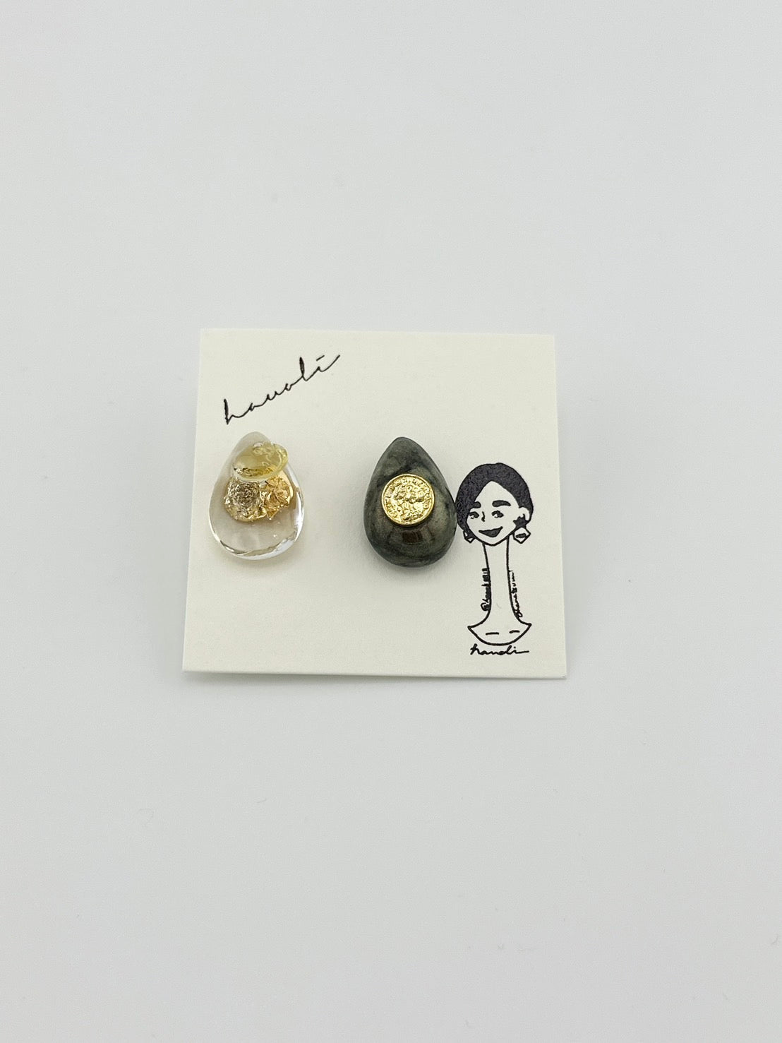 【hauoli(ハウオリ)】ピアス　雫×グリーン×コイン
